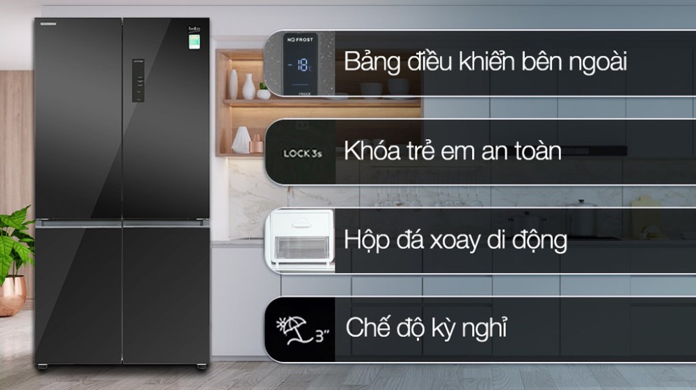 Tủ lạnh Beko Inverter 553 lít Multi Door GNO51651GBVN - Hàng chính hãng
