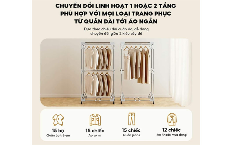 Tủ sấy quần áo Bear PCD-4H12G - Hàng chính hãng