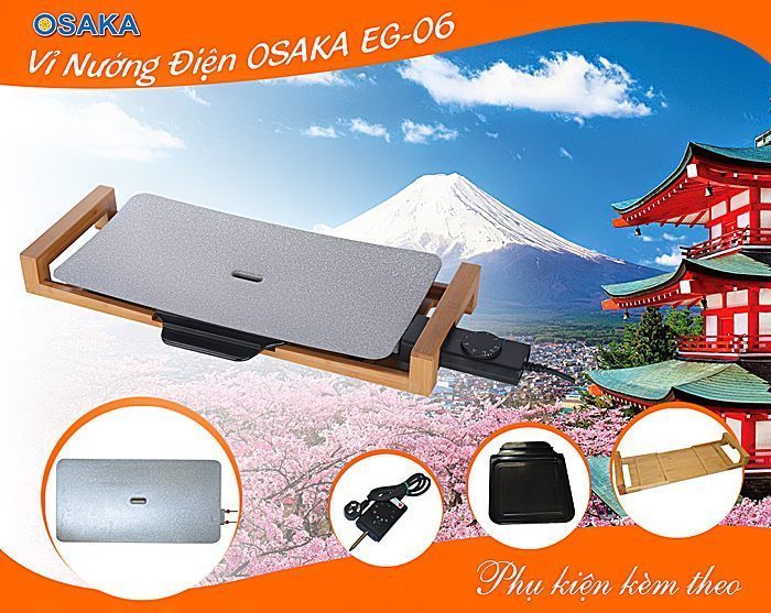 Vỉ nướng điện chống dính Osaka EG-06  - Hàng chính hãng