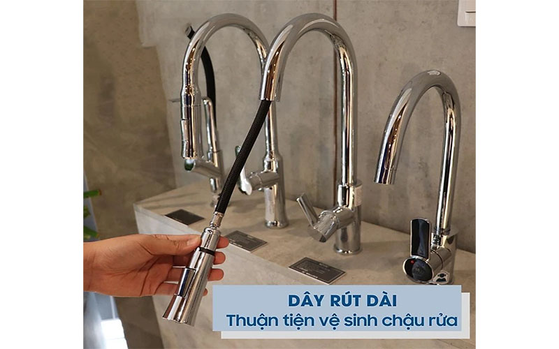 Vòi nóng lạnh dây rút Malloca K012C - Hàng chính hãng