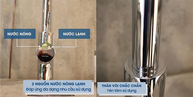 Vòi nóng lạnh dây rút Malloca K012C - Hàng chính hãng