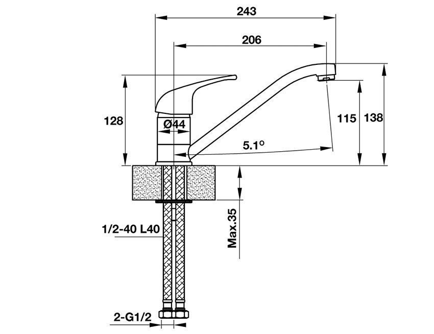 Vòi rửa bát Hafele Hadrian HT-C135 570.50.270 - Hàng chính hãng