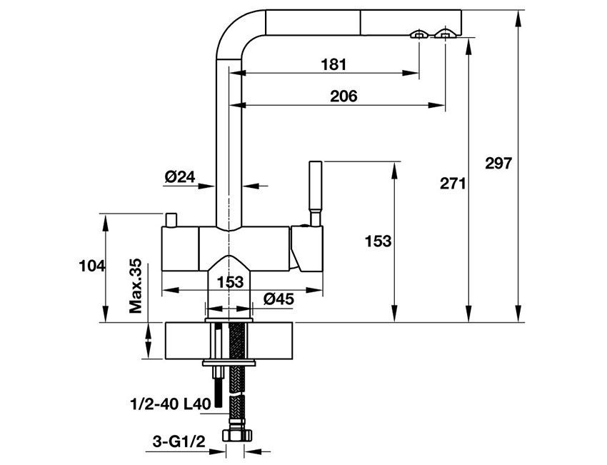 Vòi rửa bát Hafele Marcus HT-C244 570.51.070 - Hàng chính hãng