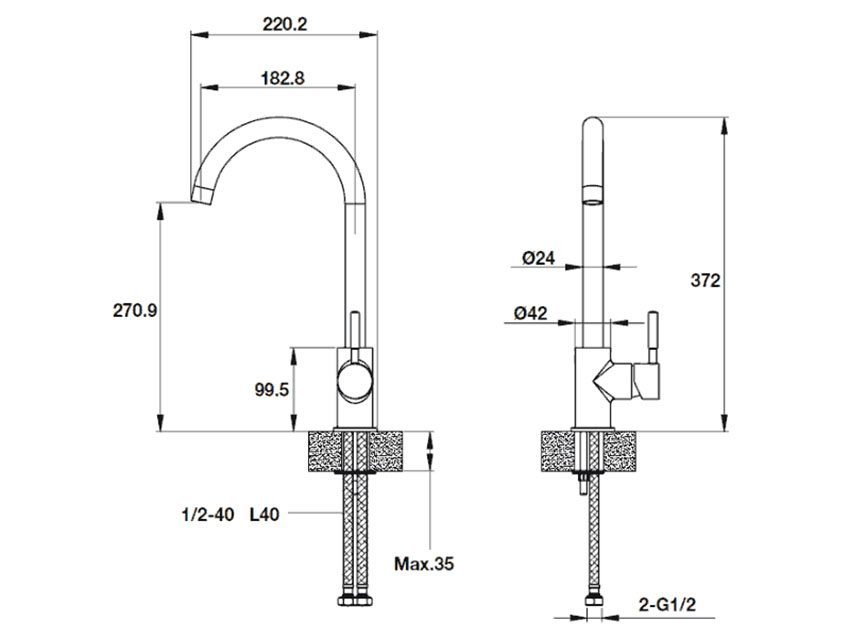 Vòi rửa chén bát Hafele Augustus HT-G270 570.51.390 - Hàng chính hãng
