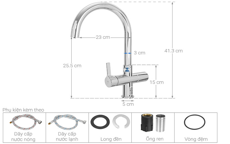 Vòi rửa chén nóng lạnh tăng áp đồng Malloca K150DW - Hàng chính hãng