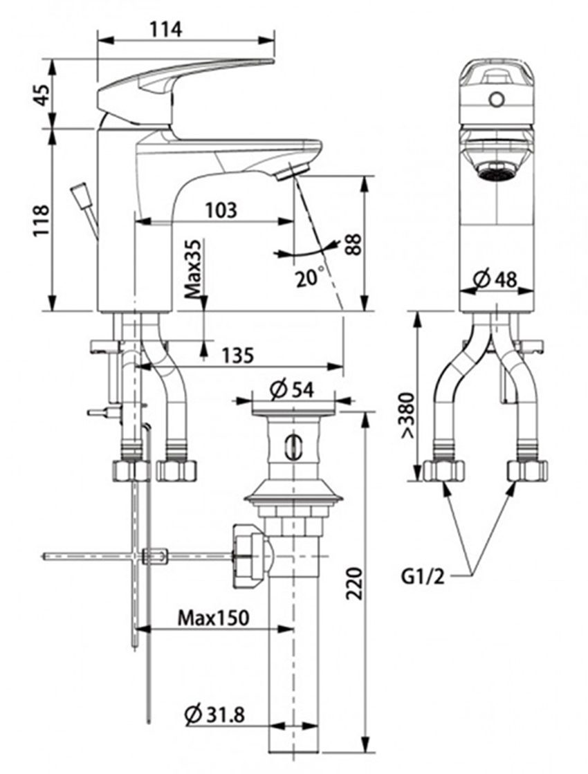 Vòi rửa mặt nóng lạnh American Standard WF-0901 - Hàng chính hãng