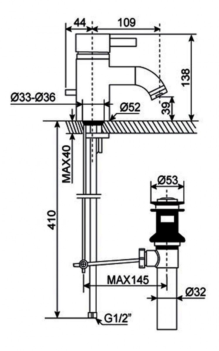Vòi rửa mặt nóng lạnh American Standard WF-2801 - Hàng chính hãng
