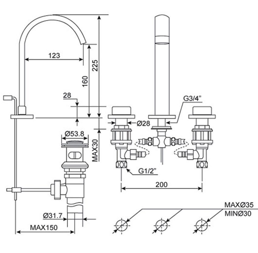 Vòi rửa mặt nóng lạnh American Standard WF-3231 - Hàng chính hãng