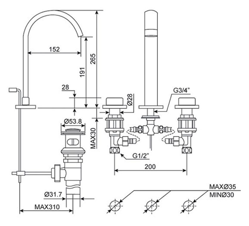 Vòi rửa mặt nóng lạnh American Standard WF-3232 - Hàng chính hãng