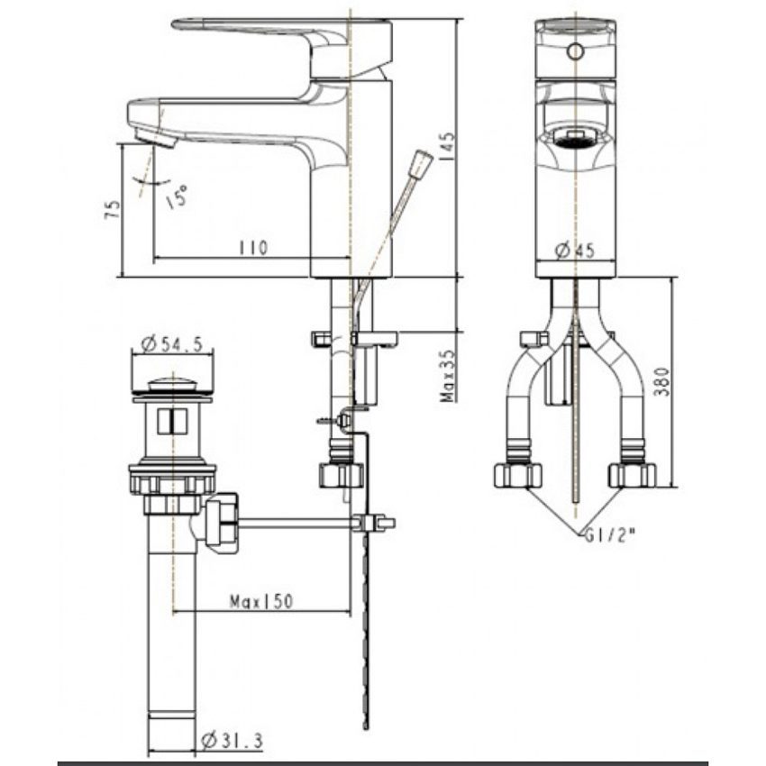 Vòi rửa mặt nóng lạnh American Standard WF-B201 - Hàng chính hãng