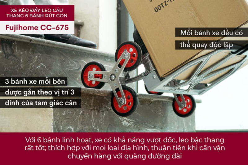 Xe kéo đi chợ, leo cầu thang Fujihome SC-250 - Hàng chính hãng