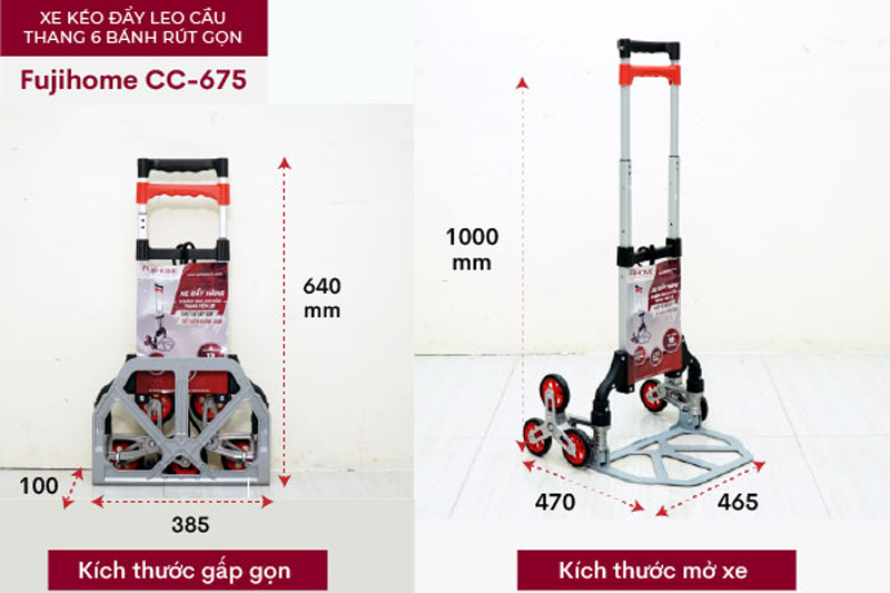 Xe kéo đi chợ, leo cầu thang Fujihome SC-250 - Hàng chính hãng