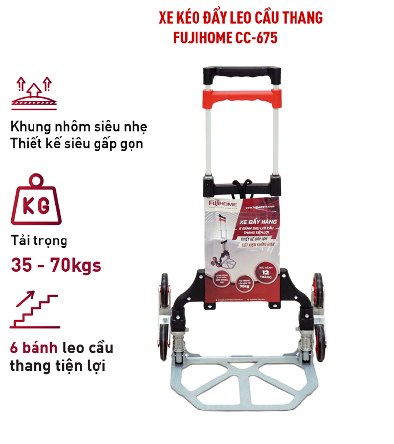 Xe kéo đi chợ, leo cầu thang Fujihome SC-250 - Hàng chính hãng