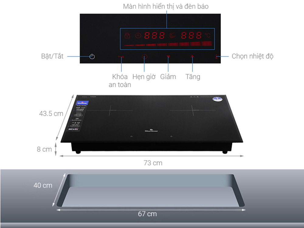 Bếp từ đôi Bluestone ICB-6948 - Hàng chính hãng