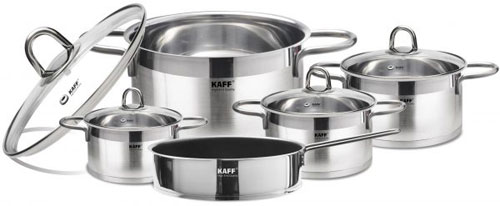 Bộ nồi cao cấp 5 món Inox 304 Kaff KF-ST09304 - Hàng chính hãng