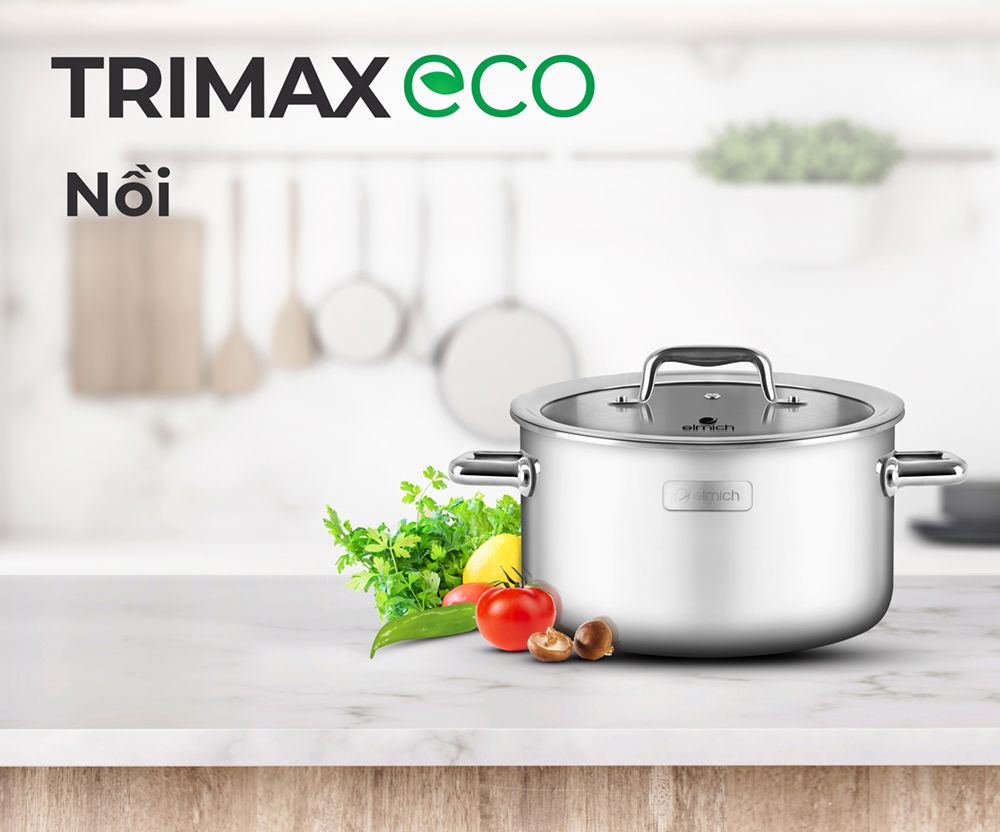 Bộ nồi inox liền khối Elmich Trimax ECO EL-8000 size 16, 18, 22cm - Hàng chính hãng