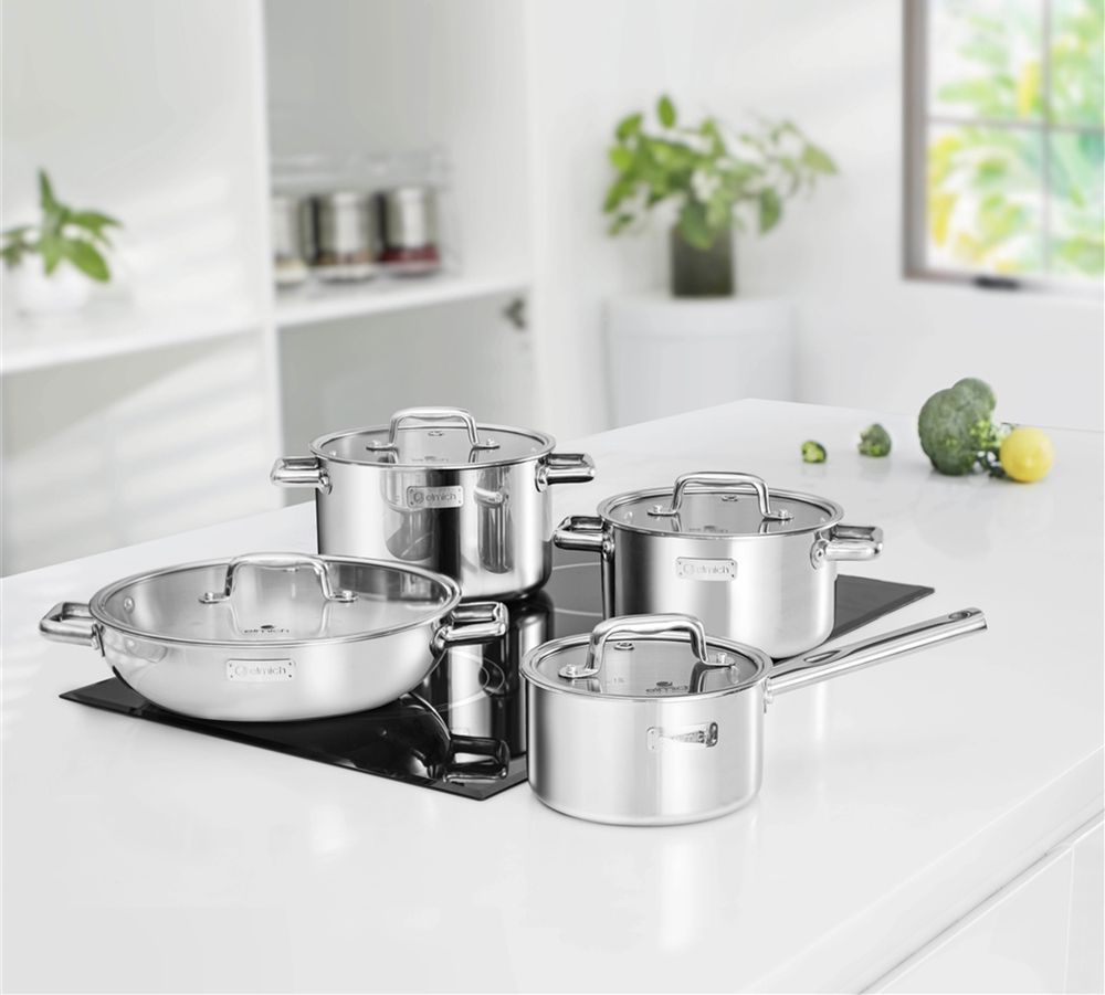 Bộ nồi inox liền khối Elmich Trimax ECO EL-8002 size 16, 20, 22, lẩu xào 28cm - Hàng chính hãng