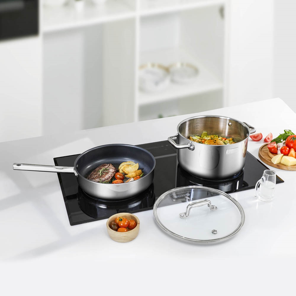 Bộ nồi inox liền khối Elmich Trimax ECO EL-8003 size 16, 18, 22, chảo 26cm - Hàng chính hãng