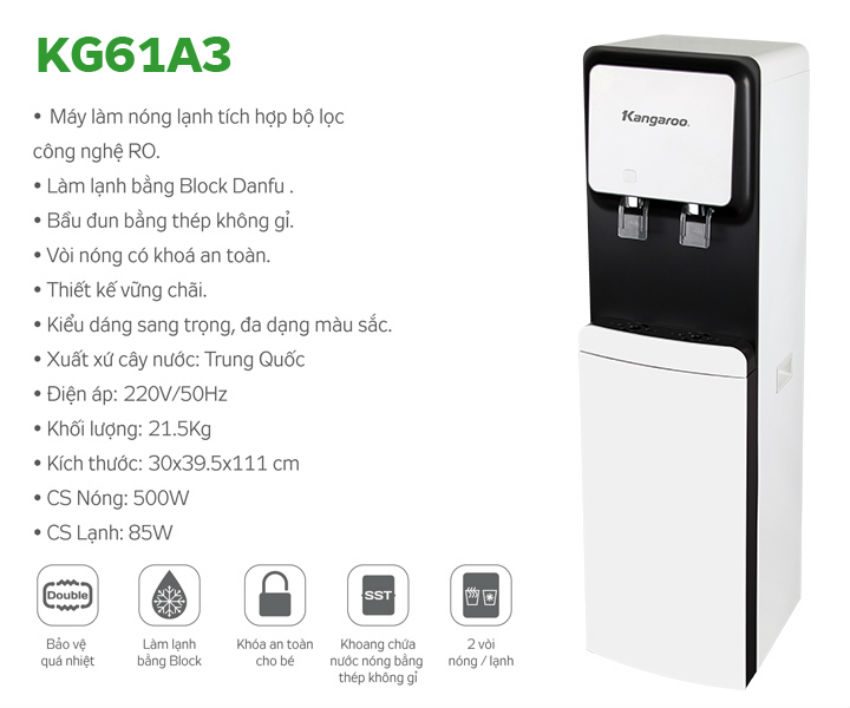 Cây lọc nước nóng lạnh Kangaroo KG61A3 5 lõi - Hàng chính hãng
