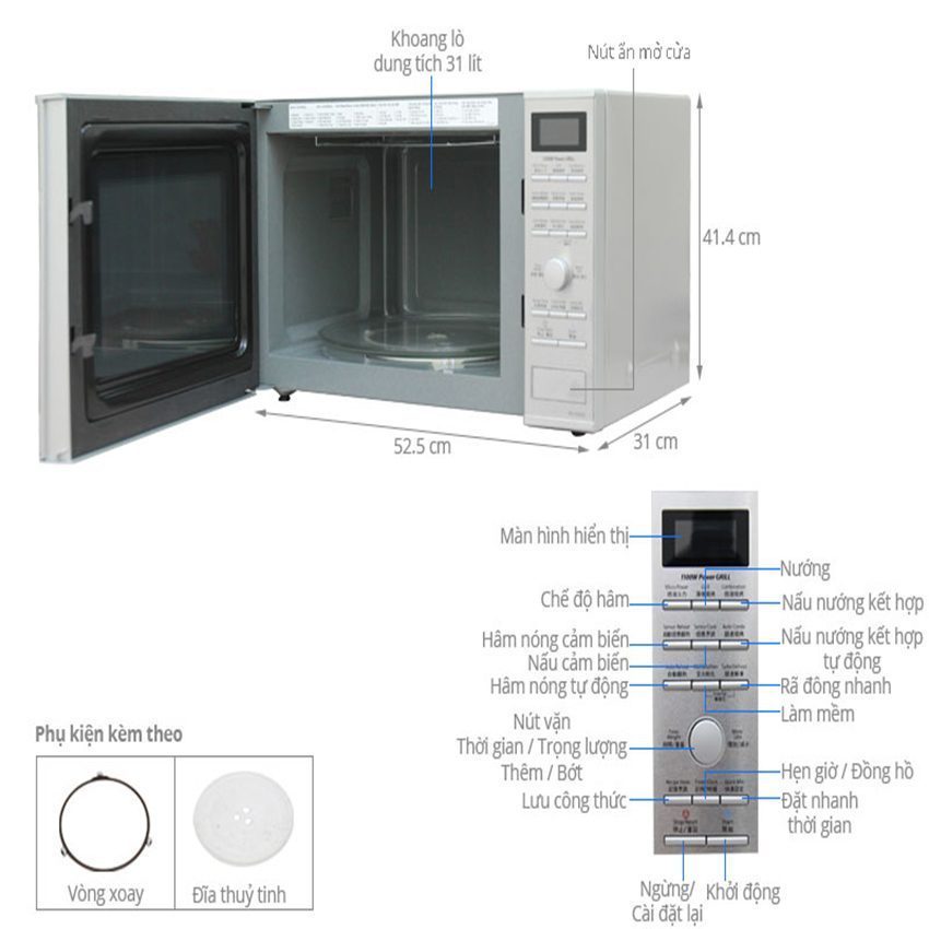 Lò vi sóng Panasonic PALM NN-GD692SYUE 31 lít - Hàng chính hãng
