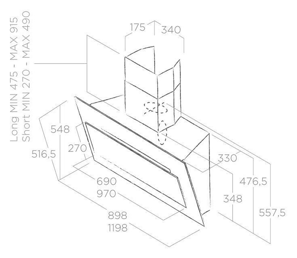 Máy hút mùi áp tường Elica VERTIGO WH/F/120 - Hàng chính hãng