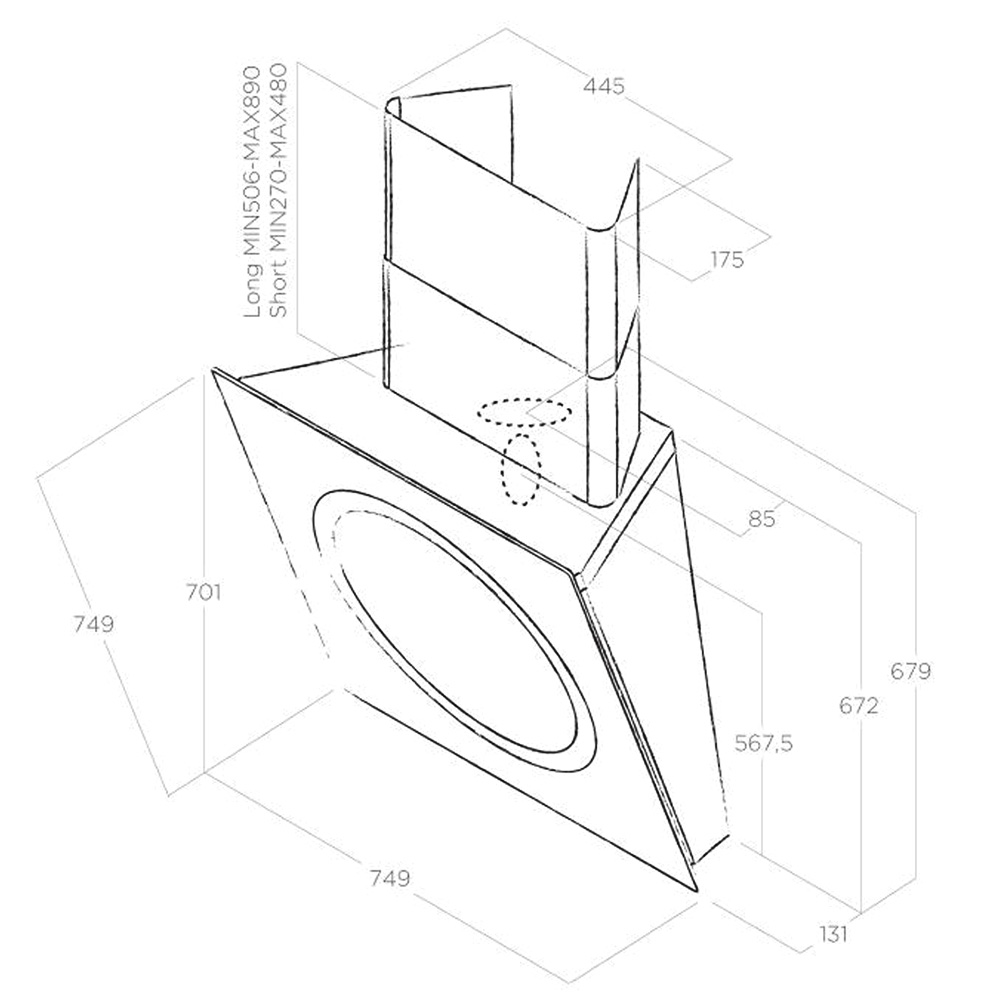 Máy hút mùi áp tường Elica OM AIR BL/F/75 - Hàng chính hãng