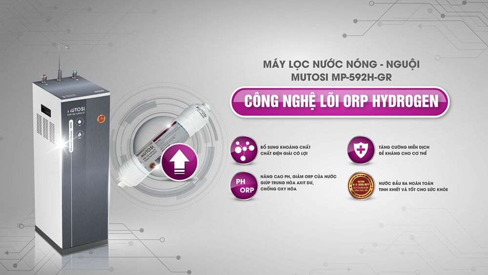 Máy lọc nước Mutosi nóng nguội 9 lõi MP-592H-GR - Hàng chính hãng