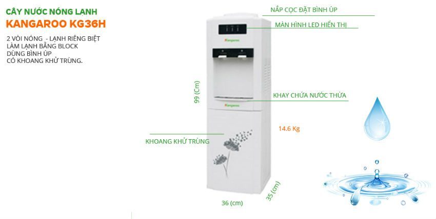 Máy nước nóng lạnh Kangaroo KG36H - Hàng chính hãng