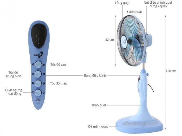 Quạt đứng Asia D16011 - Hàng chính hãng