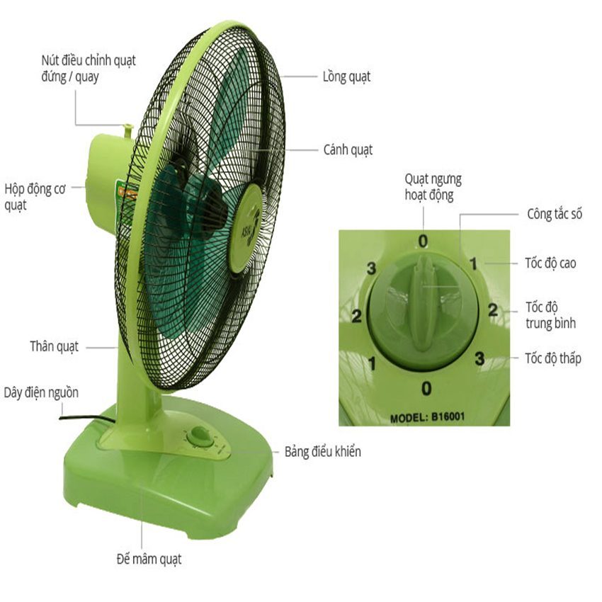 Quạt bàn Asia B16001 - Hàng chính hãng