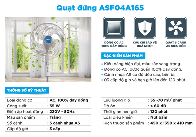 Quạt đứng AC ASF04A165 - Hàng chính hãng