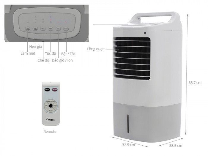 Quạt điều hòa Midea AC120-16AR - Hàng chính hãng