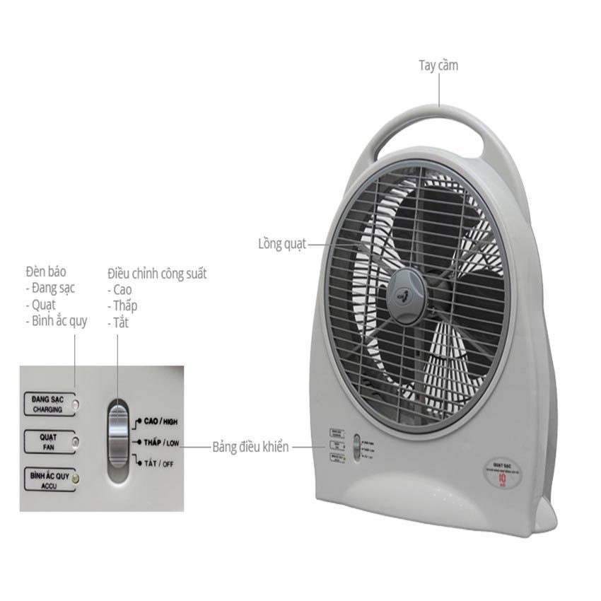 Quạt sạc Asia QS1001 - Hàng chính hãng