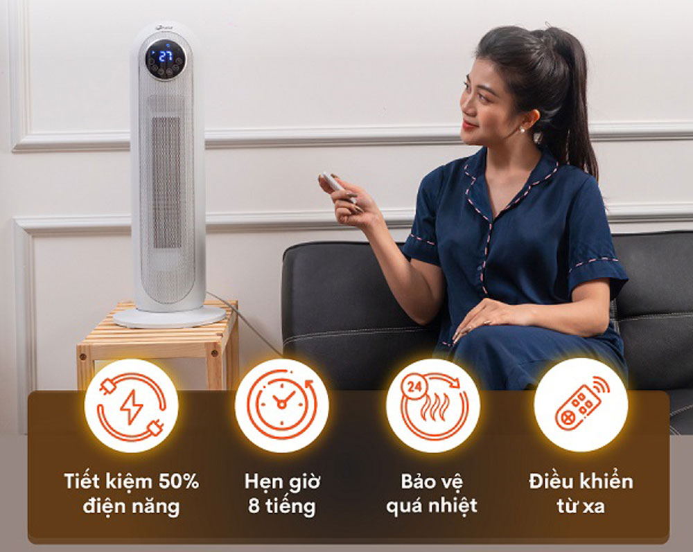 Quạt sưởi gốm Ceramic để sàn FujiE CH-2300 - Hàng chính hãng