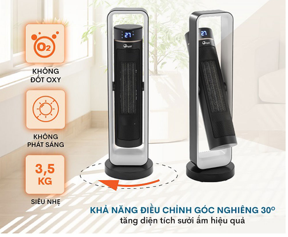 Quạt sưởi gốm Ceramic để sàn FujiE CH-2400 - Hàng chính hãng