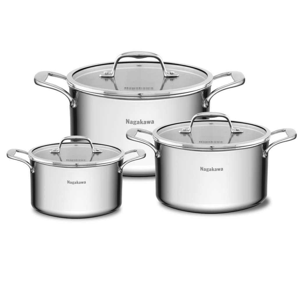 Bộ 3 nồi inox Nagakawa NAG1355  - Hàng chính hãng