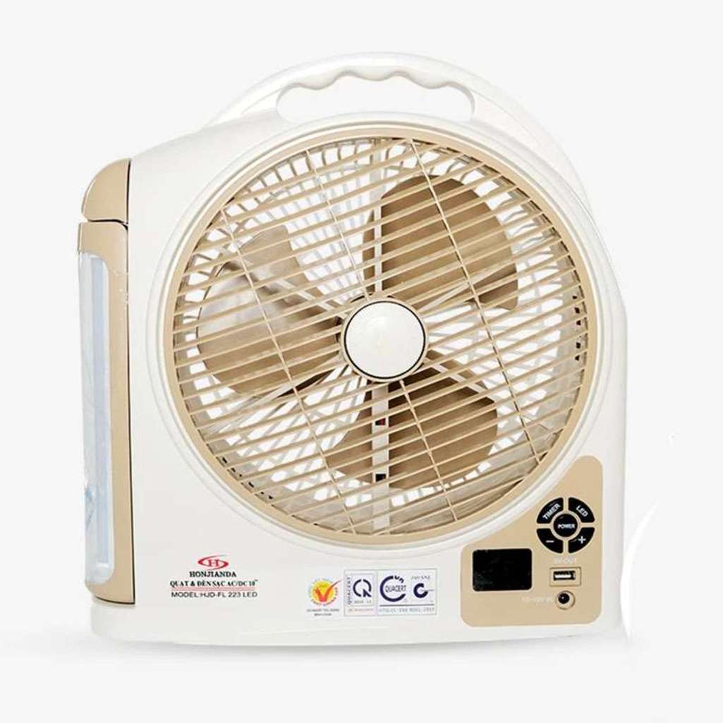 Quạt sạc tích điện Honjianda HJD-FL 223LED (2 Bình 6V5Ah) - Hàng chính hãng