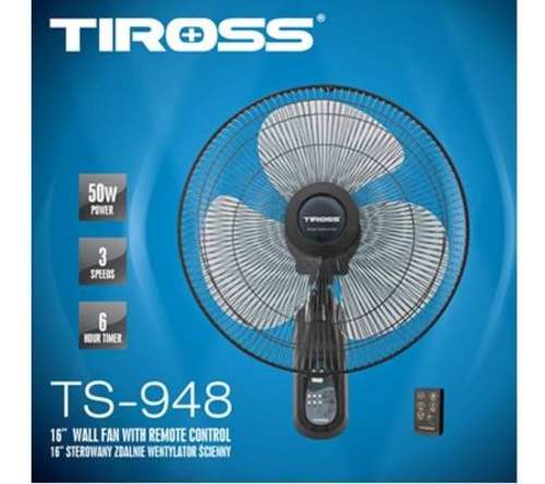 Quạt treo tường 16'' có điều khiển Tiross TS948 - Công suất 50W - Hàng chính hãng